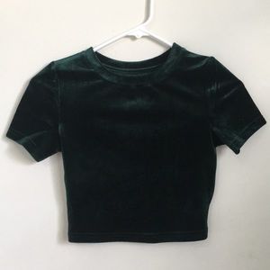 Green Velvet Crop Top